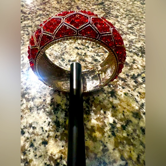 Ruby Red Rhinestone Bangle - Picture 3 of 4